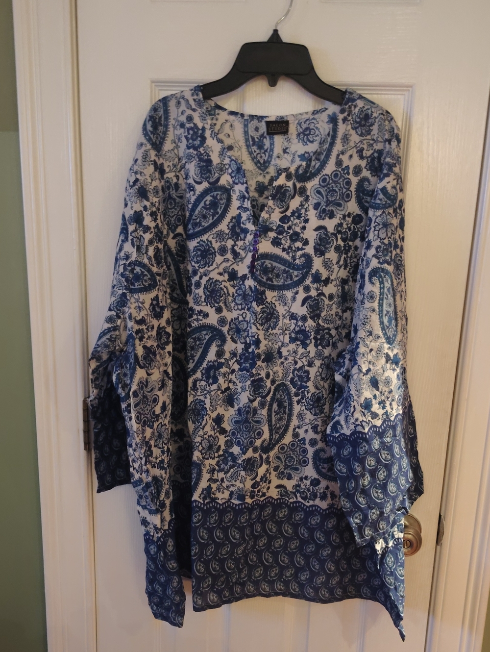 Talbots Blue Paisley Border Tunic